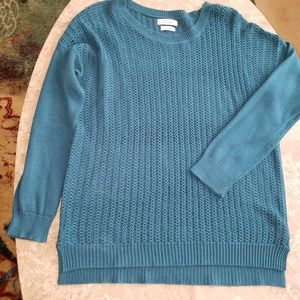 Van Heusen Dark Teal Open Weave Ltwt Sweater M